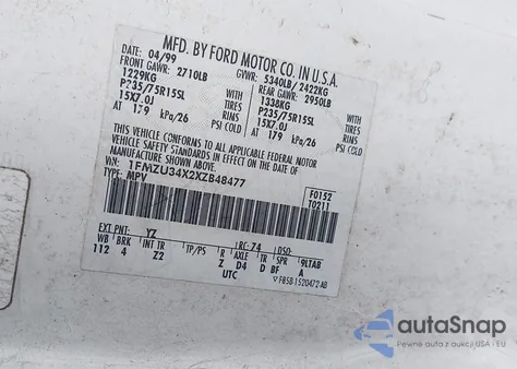 1999 Ford Explorer Xl/Xlt from USA, damaged, VIN 1FMZU34X2XZB48477